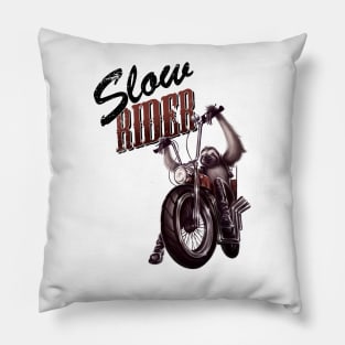 Slow Rider - Funny Sloth Biker Design Pillow
