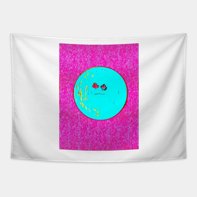 Hot Pink Parsley Moon Face Tapestry by Tovers