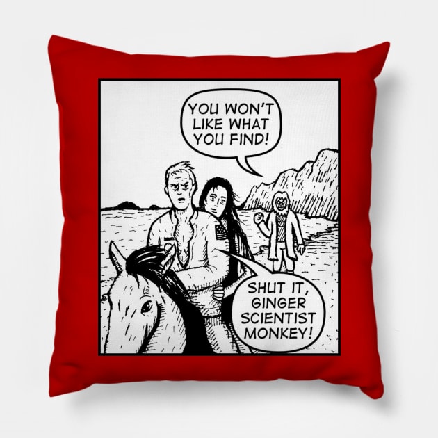 Ginger Scientist Monkey Pillow by MalcolmKirk