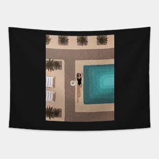 Girl near the swimming pool, Summer time Tapestry