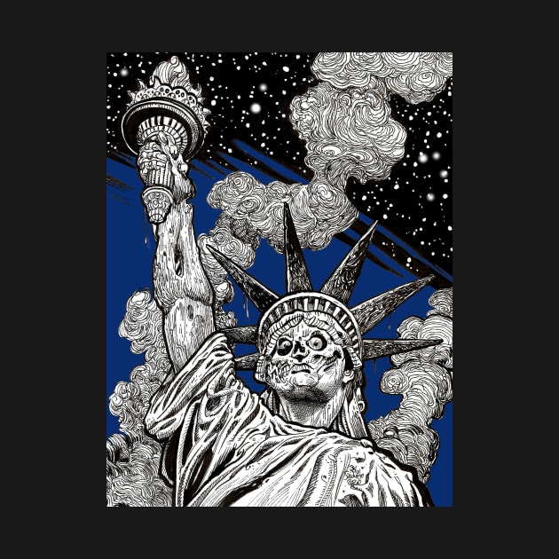 Zombie Statue of Liberty (blue) by rsacchetto