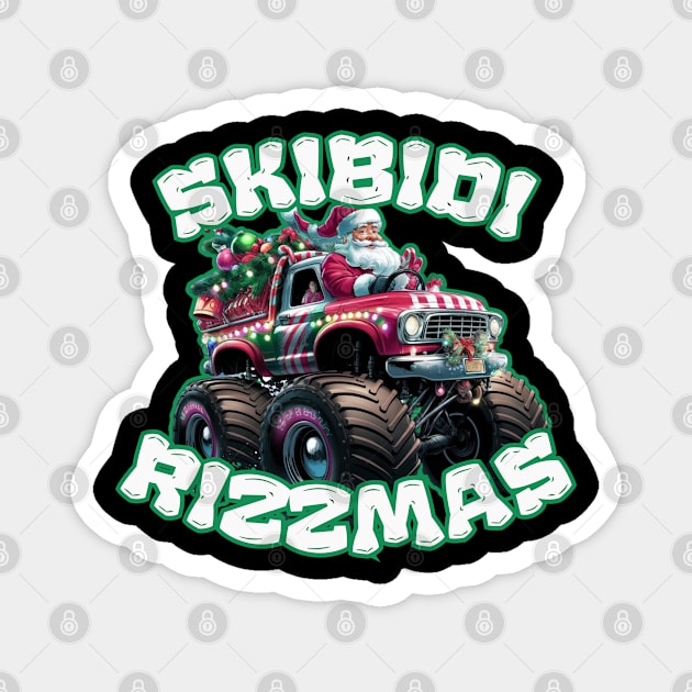 Skibidi Rizzmas Monster Truck Magnet by Creatifly Graphic Tees
