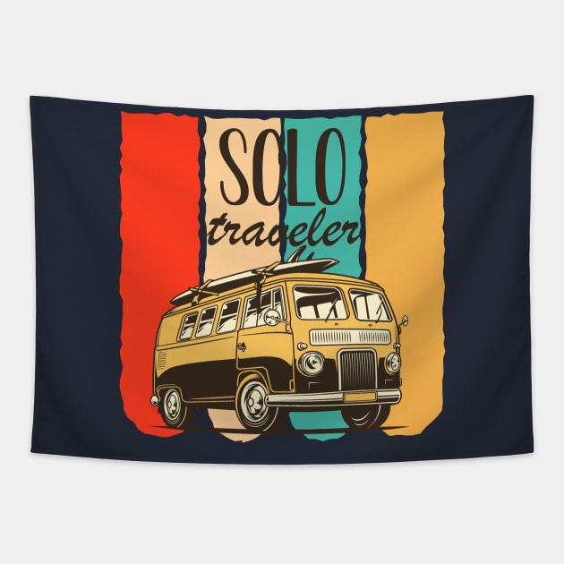 solo traveler van travel retro surf Tapestry by yassinnox