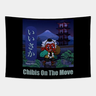 Iisaka, the Tengu Wanderer (Night Ver. 2.0) - “Chibis On The Move” by iisakastation.com Tapestry