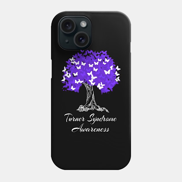 Turner Syndrome Awareness Purple Ribbon Tree With Butterflies Phone Case by MerchAndrey