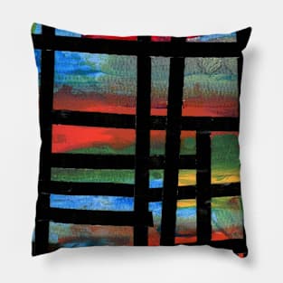 Watercolor Abstraction in the Style of Mondrian Pillow