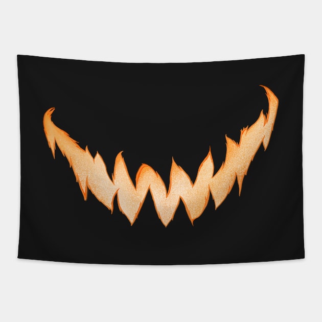 Pumpkin Spooky Smile Tapestry by Uwaki