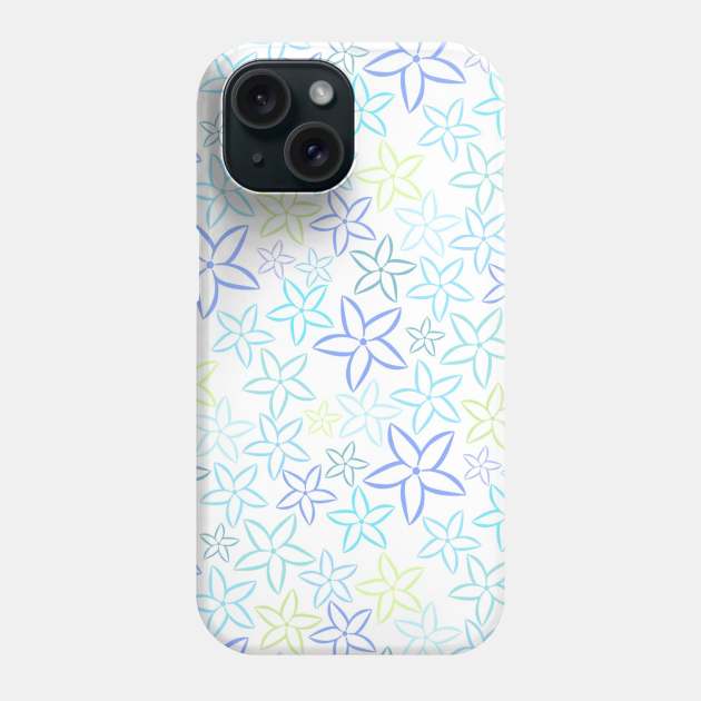 Blue Outline Floral Pattern Phone Case by FloralPatterns