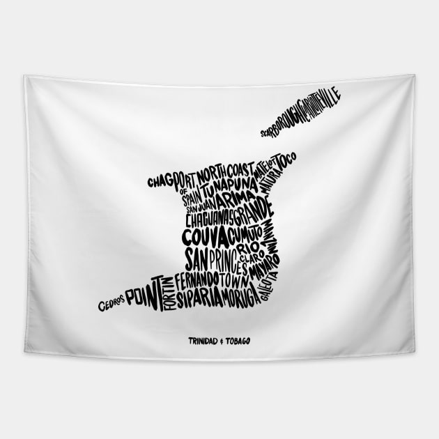 Trinidad & Tobago Typographic Map Tapestry by nicholashugginsdesign