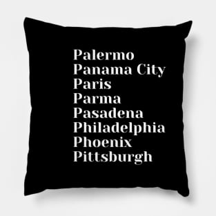 Cities starting with the letter, P, Mug, Tote, Pin Pillow
