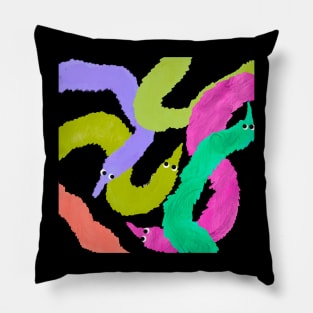 Worm Party! 2 | Muted Rainbow Worms Pillow