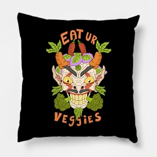 scary food devil. eat ur veggies. Pillow