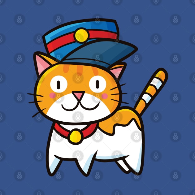 Cute orange cat with officer hat by Jocularity Art