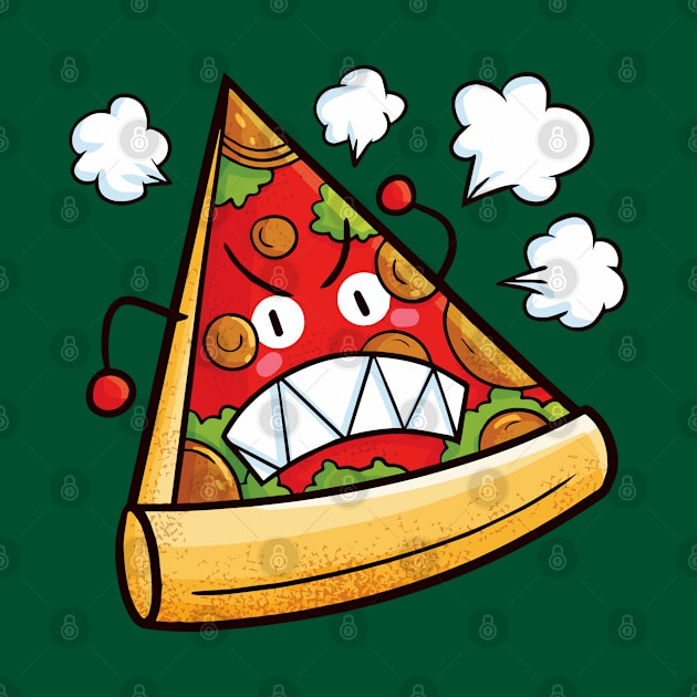 Sharp Teeth Red Angry Pizza by Jocularity Art