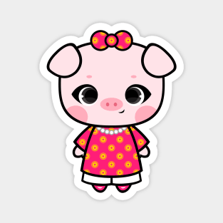 Cute Little Piggy in Ao dai Ngu Than Magnet