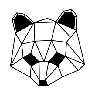 Low Poly Line Raccoon Black T-Shirt