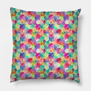 watercolor geometric pink blue yellow green Pillow