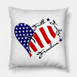 Faith Family Freedom Heart American Flag Pillow