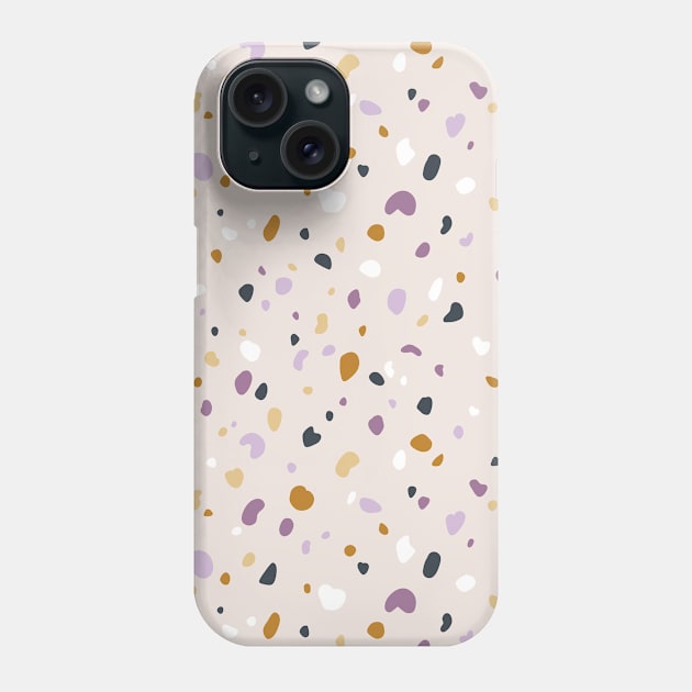 Neutral and purple abstract terrazzo texture Phone Case by Stolenpencil