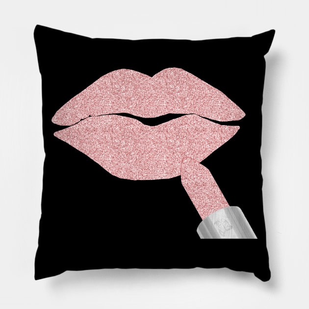 Pink Lipstick Kiss II Pillow by LittleBean