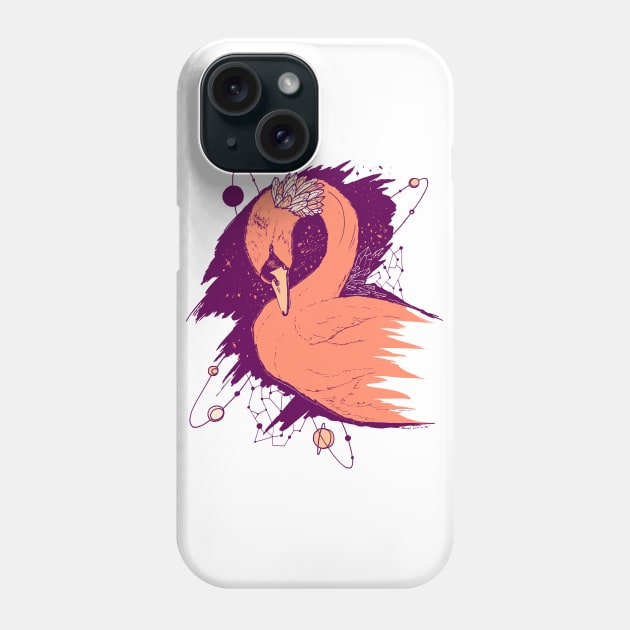 Peach Swan Among The Stars Phone Case by kenallouis