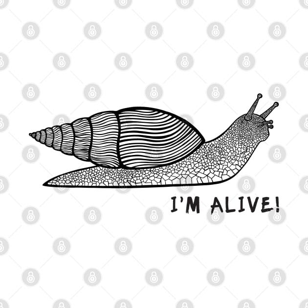 Land Snail - I'm Alive! - animal ink art design - on white by Green Paladin