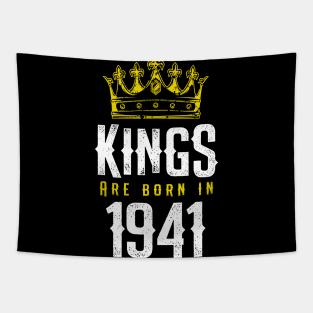 kings are born 1941 birthday quote crown king birthday party gift Tapestry