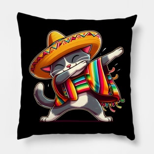 Cinco De Mayo Funny Mexican Cat Sombrero Poncho Pillow