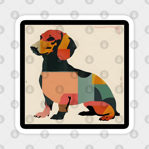 70s Dachshund Vibes: Pastel Pup Parade Magnet by NatashaCuteShop