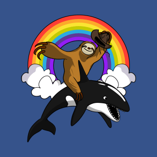 Sloth Riding Orca Whale T-Shirt