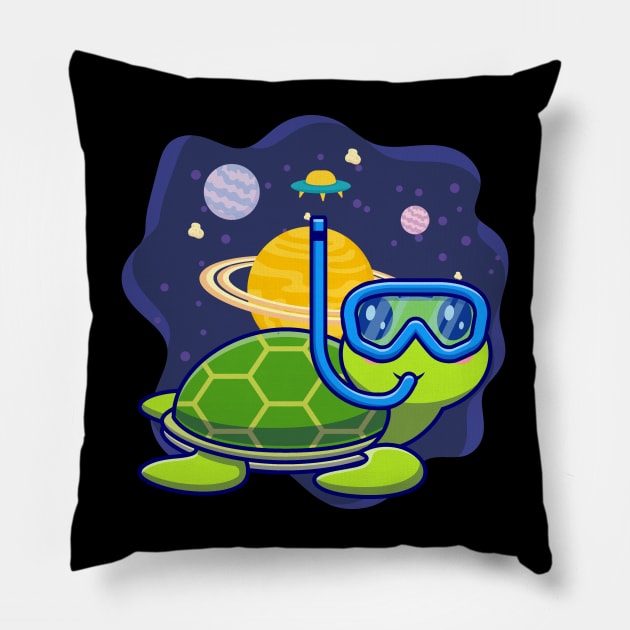 Space Turtle Funny Pillow by BeeFest