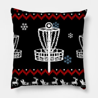 Funny Disc Golf Ugly Christmas Sweater Pillow