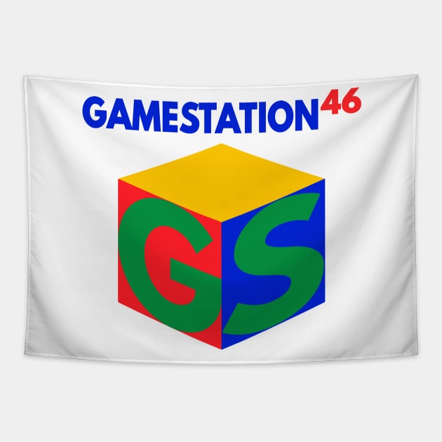 GameStation 46 Parody Video Game System 90's 2000's Knock Off Brand Logo Parody Tapestry by blueversion