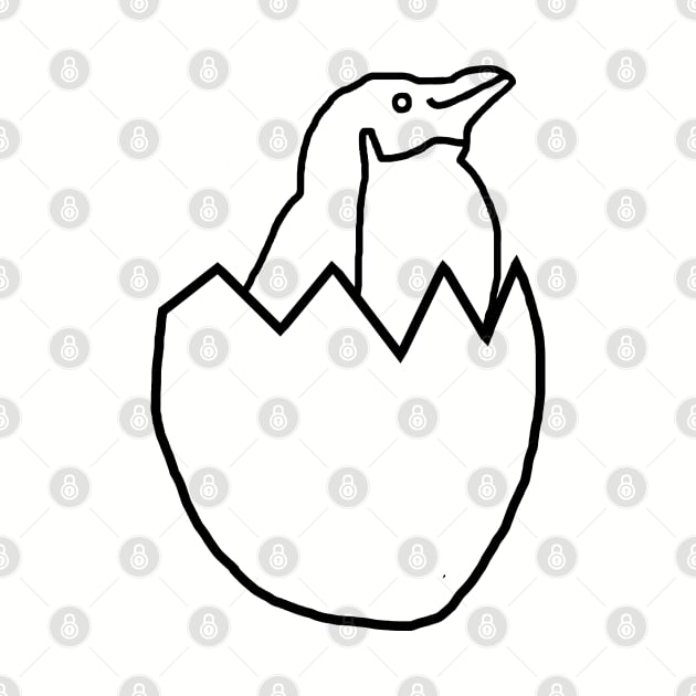 Little Penguin Hatching from Easter Egg Outline by ellenhenryart