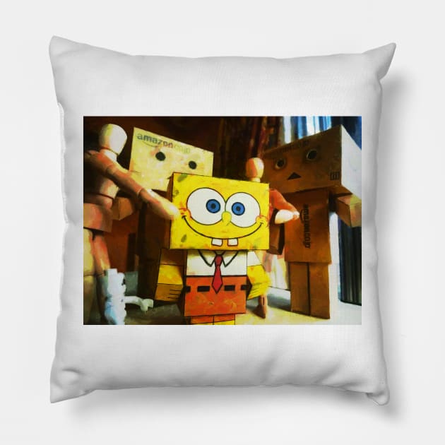 SpongeBob always loves the group hugs Pillow by PictureNZ