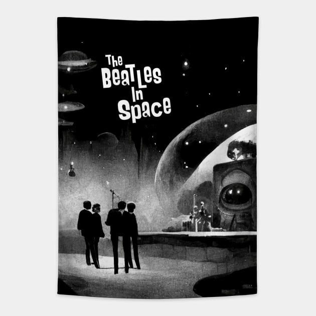 The Beatles in Space Parody Album Cover Tapestry by offsetvinylfilm