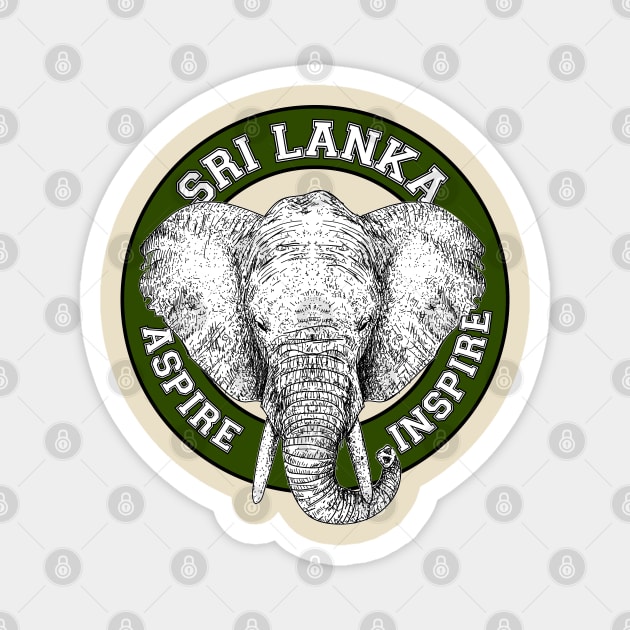 Sri Lanka Elephant Green, Black & White (Ceylon Elephant) Magnet by EYECHO