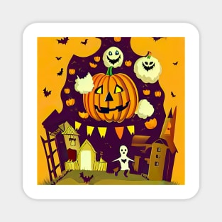 Halloween Scary Evil Pumpkin Funny Pumpkin Head Ghost Spooky Magnet