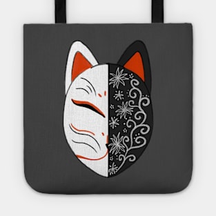 Japanese White Fox God Mask Art Samurai Kimono Ninja Anime Logo Tote