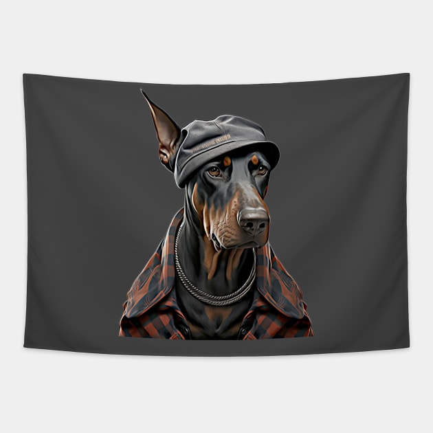 Harlem Style Doberman Pinscher Tapestry by Unboxed Mind of J.A.Y LLC 