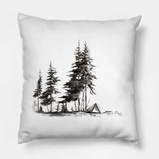 Camping in nature under the trees Pillow