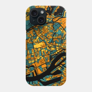 Rotterdam Map Pattern in Orange & Teal Phone Case