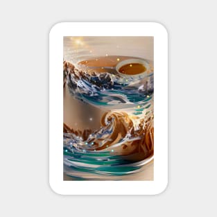 The Coffee teal ocean Stars| Ocean wave vintage Magnet