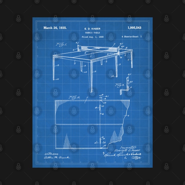 Table Tennis Patent - Ping Pong Fan Tennis Player Art - Blueprint by patentpress