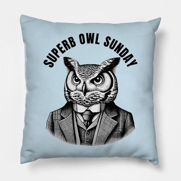 Superb Owl Sunday Pillow by Desert Owl Designs