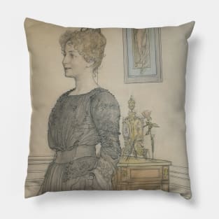 Portrait of Mrs Signe Thiel by Carl Larsson Pillow