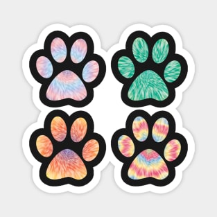 Colorful tie dye effect dog paws Magnet