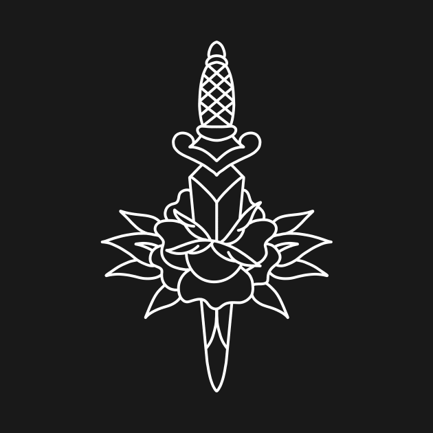 Traditional dagger and rose tattoo design by HomeSchoolTattoo