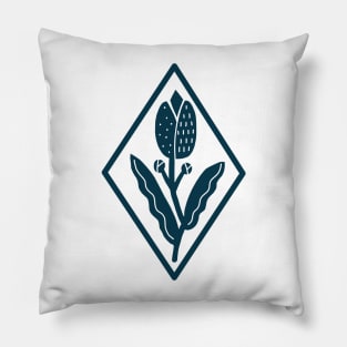 blue stylized tulip Pillow