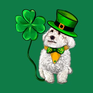 Clover Malarkey Funny Cavapoo puppy dog in hat and tie with Shamrocks - green 4 leaf clovers shamrock. Shenanigans The best Irish gift ideas 2024 T-Shirt